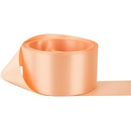 Peach Satin Ribbon - 50mm Wide - 5 Meter - for Wedding, Gift Wrap, Bow Making, Events, Party, Crafts, Floral, Car, Decoration & Other Projects
