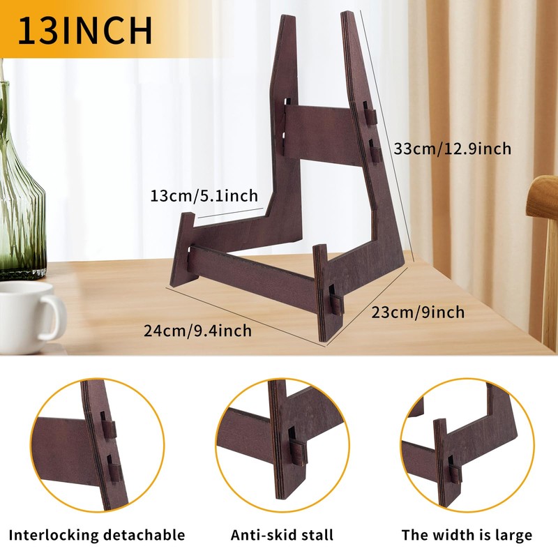 YSWOMOSKD 1 Pack 13 Inch Wooden Display Stand, Easel &