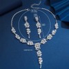 Metisee Rhinestone Necklace Earring Set Silver Drop Earrings Bridal Wedding