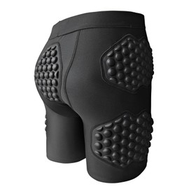 Topeter Snowboarding Impact Shorts, Padded Hip Protection, Compression Short Pants for Skating, Basketball, Paintball and Football for Men M Pure Black