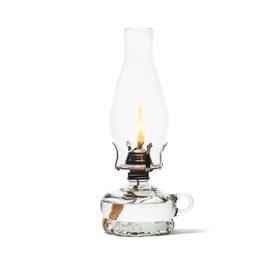 Lamplight 12-inch Chamber Oil Lamp Clear Glass, Hurricane or Power Outage, White, 110
