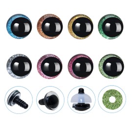 64Pcs 3D Glitter Safety Eyes and Washers for Amigurumi Crochet - Thalinfayi 8Colors Strabismus Safety Eyes Crochet Amigurumi Eyes for Amigurumi, Crafts, Crochet Doll DIY Making Supplies (18mm)