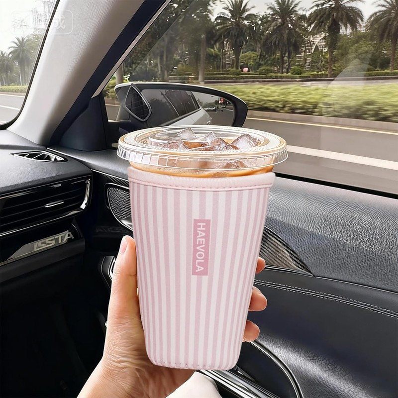 Reusable Insulated Neoprene Iced Coffee Cup Sleeve, Durable Drink Sleeve