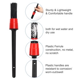Vidspl Auto Car Detailing Brush Set Car Interior Cleaning Kit Includes 3 Boar Hair D...