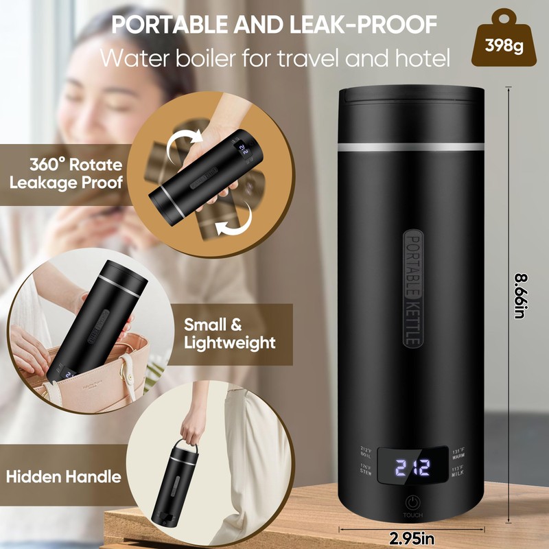 Travel Electric Kettle Portable Small Hot Water Boiling Tea Coffee