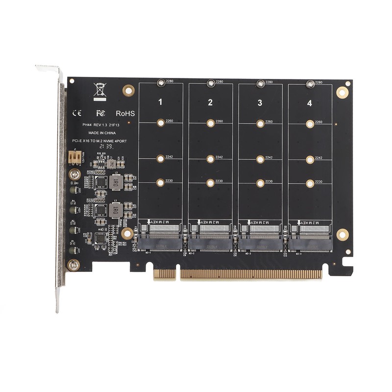 Adapter Card NVME M.2 to PCIE X16 4 Ports 32Gbps