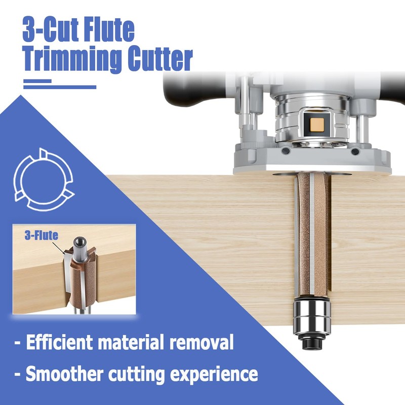 Mesee 4Pcs Top Bearing Flush Trim Router Bit Set 1/4"