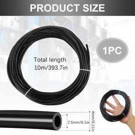 Pneumatic Hose, Air Hose, 4 mm Outer x 2.5 mm Inside, 10 m, Pneumatic Hose, Compressed Air Hose Made of PU Polyurethane, Suitable for Pneumatic Devices (Black)