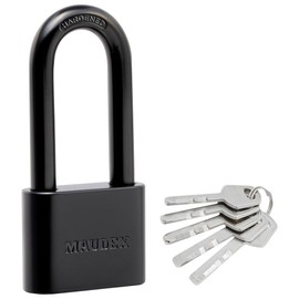 Maudex® PBE40 Weather-Resistant Padlock - Reliable Protection with 5 Keys, Protective Coating, Durable Steel Outdoor Padlock for Storage Units, Gates & Property with 2.17” Shackle Clearance