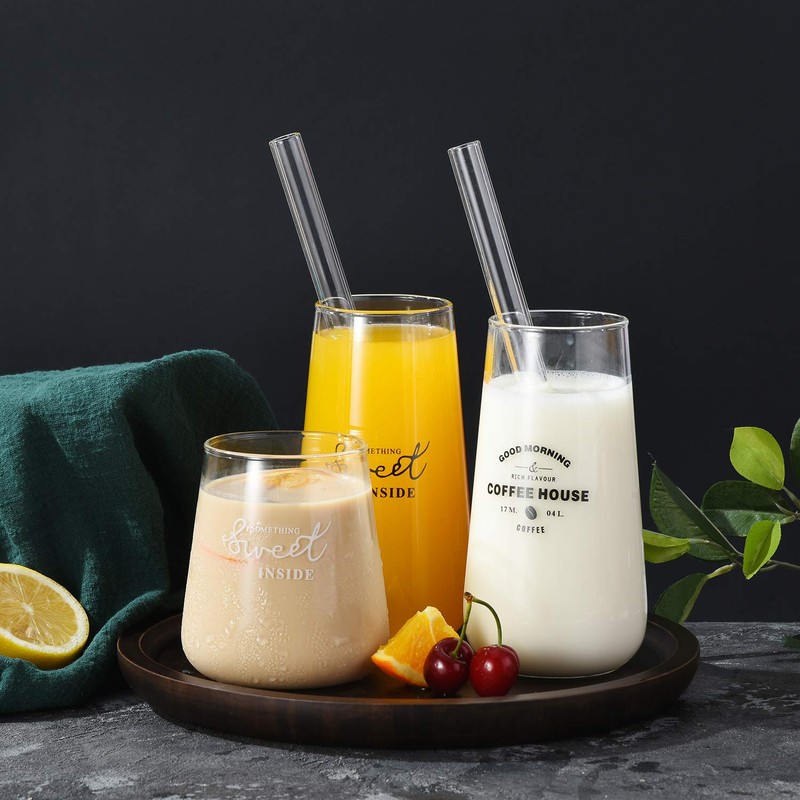 ALINK Reusable Glass Boba Straws, 14mm Extra Wide Clear Smoothie