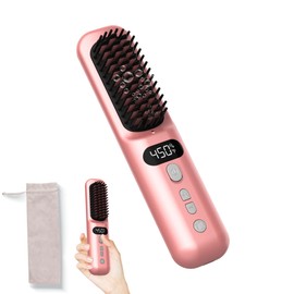 Cordless Hair Straightener Brush 10000mAh: Electric Hot Comb for Black Women Hair - Portable Negative Ion Straightening Brush for Travel