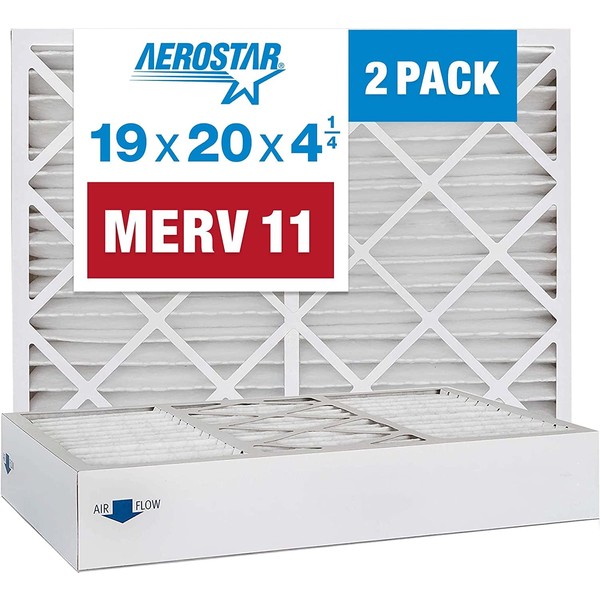 Aerostar 19x20x4 1/4 MERV 11, Carrier Replacement Pleated Air Filter, 19 X 20 X 4 1/4, Box of 2