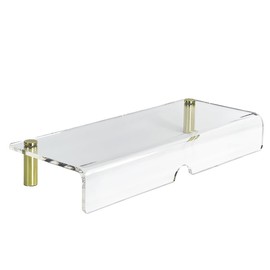 pbf PHOTO BOOTH FRAMES Clear Acrylic Monitor Stand Riser, 20 x 8 x 2.87 inches, Gold Posts