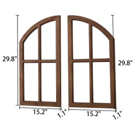 Sintosin Farmhouse Arched Window Frame Wall Decor 30 Inch Tall, Set of 2 Hanging Burning Finished Wooden Window Pane above Bed Wall Art, Rustic Home Decor for Living Room Fireplace Entryway Hallway