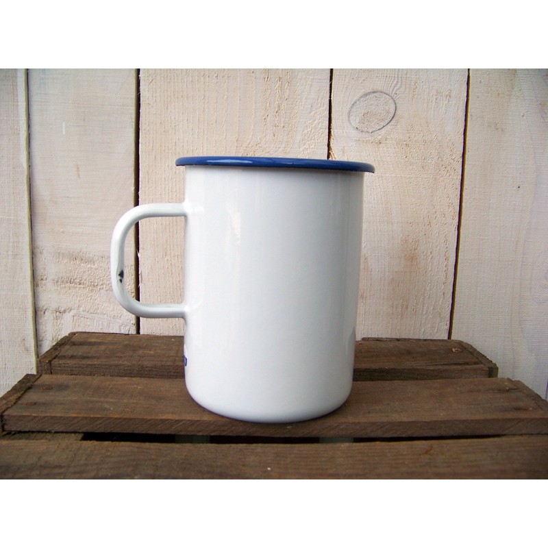 Münder-Emaille - Messbecher - Weiß/Blau - 1 L - Ø10xH14cm