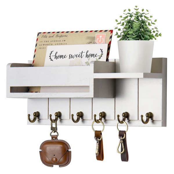 Geoyien Wooden Key Holder, Key Rack with Shelf, Children's Coat