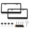 AMZAUTO 2 Pack Matte Black License Plate Frame, Black Metal