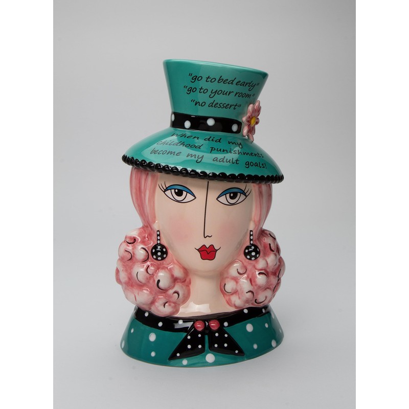 Fine Ceramic Fashion Lady Candy Cookie Jar by Dollymamas by