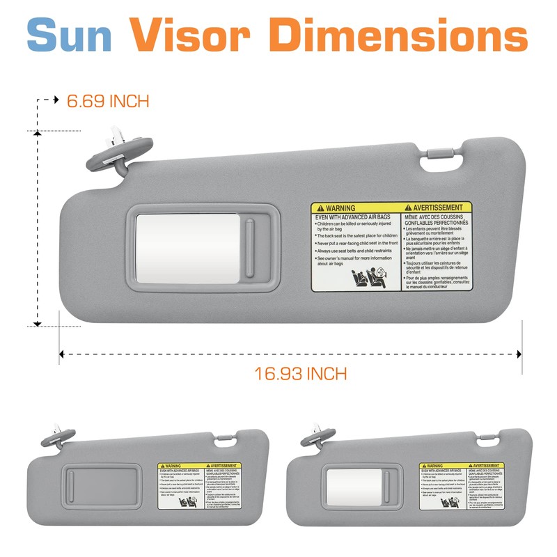 Hurotoms Left Driver Side Sun Visor Fit for Toyota Highlander