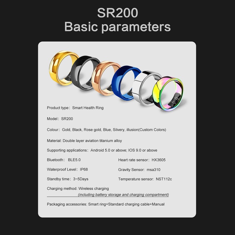 Sleep Monitor Smart Ring Wireless Pedometer Temperature Motion Step Tracker