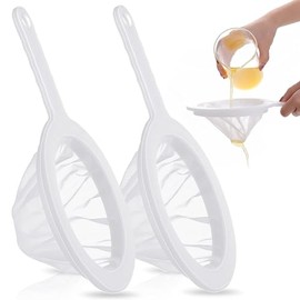smartelf Pack of 2 Fine Strainers, 100/400 Mesh Ultra Fine Funnel Filter, Fine Sieve, Nylon Strainer, with Edge and Comfortable Non-Slip Handles for Filtering Juice, Milk, Soy Milk and Coffee