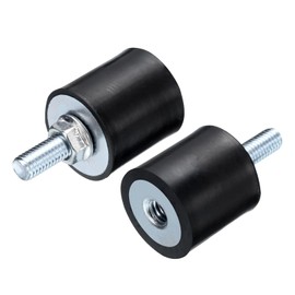 QUARKZMAN Pack of 2 M8 x 23 mm Rubber Buffer with Threaded Bolts 30 x 30 mm Male Female Vibration Damper Galvanised Cylindrical Threaded Bolts with 2 Pieces M8 Locking Nuts