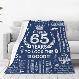 65th Birthday Gifts Men Women Blanket 60”X50”, Unique Happy 65th Birthday Throw Blanket, 65 Years Old Birthday Gifts Ideas for Daddy Grandma Grandpa 50x60