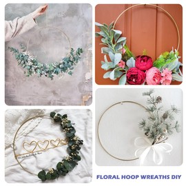 16 Pack Foral Hoop 12 Inches Metal Rings for Crafts Macrame Rings Hoop Wreath Dream Catcher Rings DIY Wreath Candle Rings Wreaths Craft Hoops, Gold