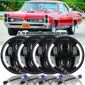 JESUO 4pcs 5 3/4"5.75 6000k white LED Headlights HI/LO Beam for Pontiac GTO Grand Prix