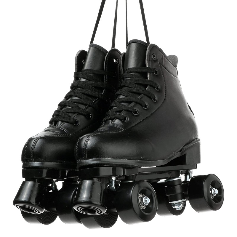 XUDREZ Roller Skates Adjustable Soft Leather High-Top Four-Wheel Fun Shiny