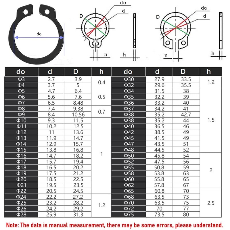 CONPHERON Outer Seeger Ring Snap Rings Manganese Steel C-Clip Circlips