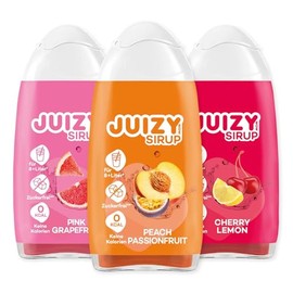JUIZY WOW JUIZY WOW Squeeze Sirup Zuckerfrei | 3 x 65ml Mixed - Bis 36L Natürlicher Getränkesirup | Zero Kalorien | Vegan Bundle - Pink Grapefruit, Cherry Lemon, Peach Passionfruit | More Juice - Less Calories