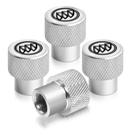 iPick Image for Buick Logo in White on Shining Silver Aluminum Tire Valve Stem Caps