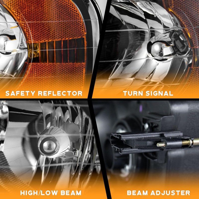 WEELMOTO Headlight for 02-05 Dodge Ram 1500 Pickup Headlamp for