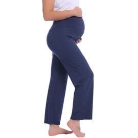 Joyaria Womens Maternity/Pregnancy/Pregnant Winter Casual Sweat Pants Over The Belly Navy Blue,L