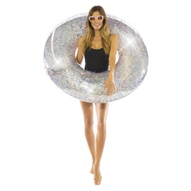 PoolCandy Jumbo Pool Tube, 48", Silver Glitter