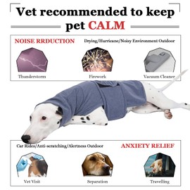 ROZKITCH Dog Anxiety Jacket, Soft Dog Calming Shirt for Lightning, Fireworks Travel, 4th of July Fireworks, Vet Visits and Separation, Keep Pet Calm Anti Anxiety Vest for Large Dogs Blue 3XL