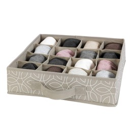 WENKO Sortierer Mod. Balance 16 Fächer Organizer für Schublade zur Aufbewahrung von Krawatten Schmuck und Socken Maße 31 x 8,5 x 31 cm Farbe Taupe