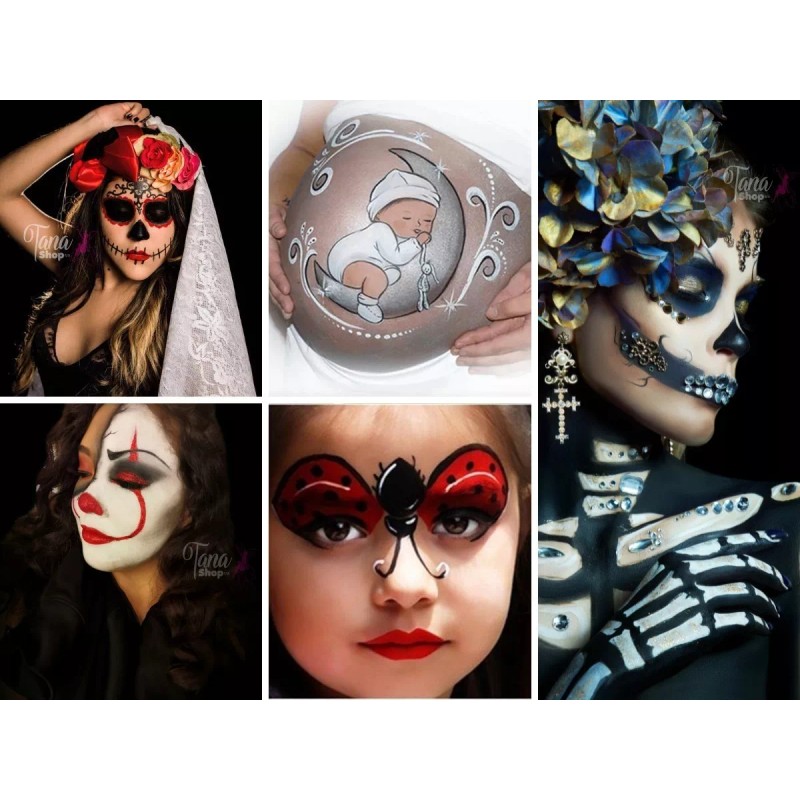 Mia Terra Cosmetics Maquillaje Pintacaritas Bodypaint Fiesta Catrina 24 Pzas
