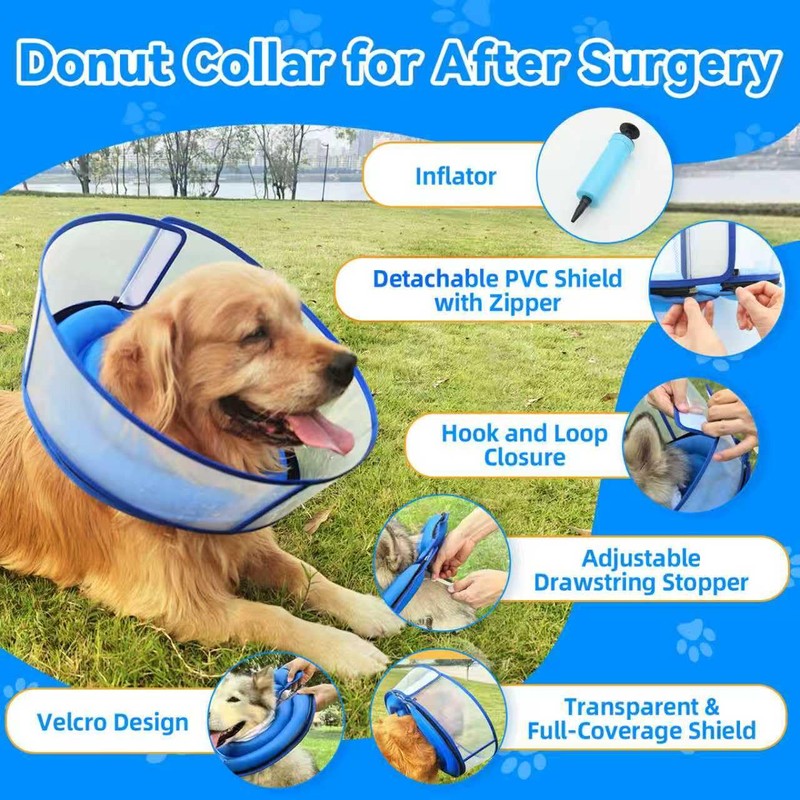 Upgraded Inflatable Dog Cone Collar for Dogs After Surgery,Adjustable Soft