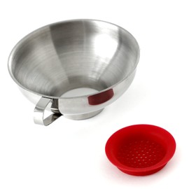 Norpro Stainless Steel Wide Mouth Funnel with Silicone Strainer