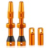 HZJD 2 x Presta Tubeless Valves, Orange, Tubeless Stem (44