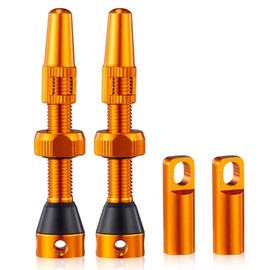 HZJD 2 x Presta Tubeless Valves, Orange, Tubeless Stem (44 mm)