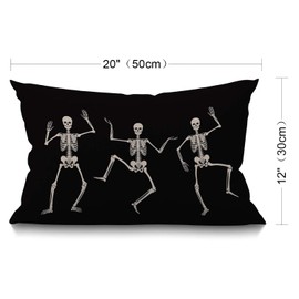 BGBDEIA Skull Cushion Cover Vintage Design Skeleton Funny Fashion Cool Black and White Autumn Home Decor Throw Pillow Covers Cotton Linen 12x20 Inch 30 x 50 cm