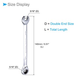 CoCud Ratchet Wrench 5/16" Head SAE 72 Teeth Cr V Combination Wrench Spanner for Home Repair Tasks