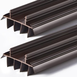 Pushglossy Replacement Door Bottom with Vinyl Fins 36" Long 1 3/4" Wide Threshold Seal Bottom of Door Weatherstrip Kerf Weather Stripping for 7/8" Between Barbs(Brown,2 Pcs)