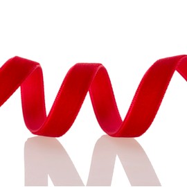 ATRBB Red Velvet Ribbon - 3/8 Inch Width, 10 Yards Per Roll - Classic Elegant Flocked Ribbon for Gift Wrapping, Crafts, and Decorations