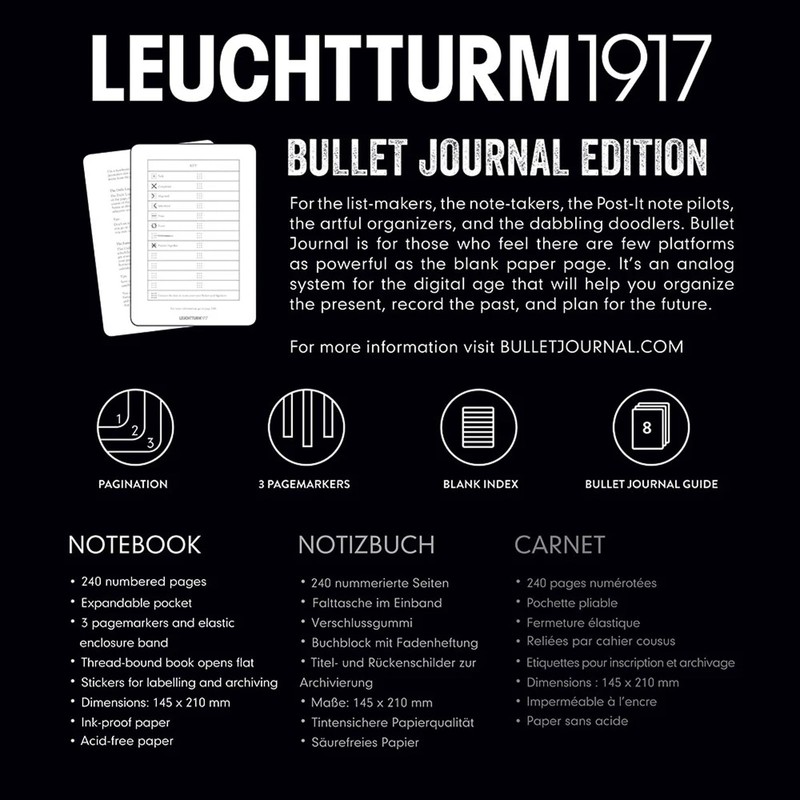 LEUCHTTURM1917 363572 Bullet Journal - Edition 2, Notebook Medium (A5),