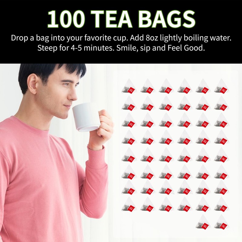 Green Tea Bags 100 Count，100% China Green te，Caffeinated，Reusable sealed packaging