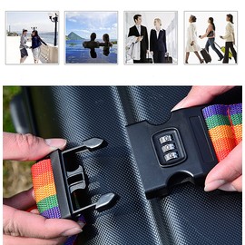 YUTOU Luggage Strap with Lock Cross Luggage Belt Suitcase Strap Long Luggage Strap Luggage Strap Travel Luggage Strap Luggage Strap Luggage Strap with Adjustable Buckles - Colour (Colour)